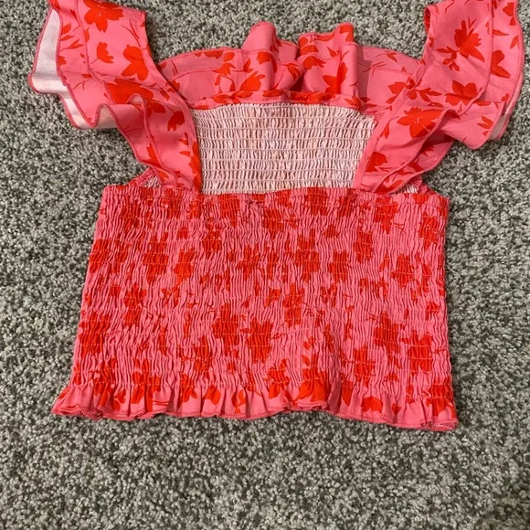 Floral Pink and Red Women's Top - Picture 2 of 2